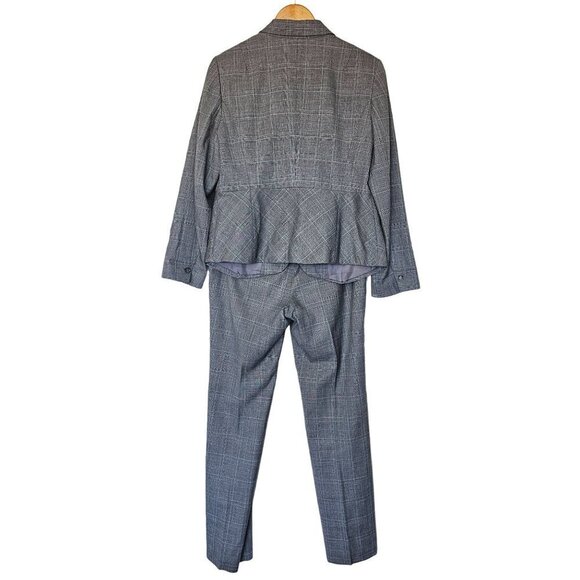 Ann Taylor Signature Plaid Blazer Jacket Pant 2pc Suit Set Gray Women's S/M - Picture 2 of 16